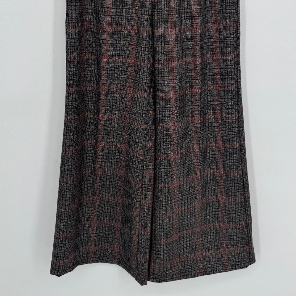 Reformation Belted Wide Leg Trouser Pants 2 Brown Plaid Dark Academia Career - Picture 5 of 12